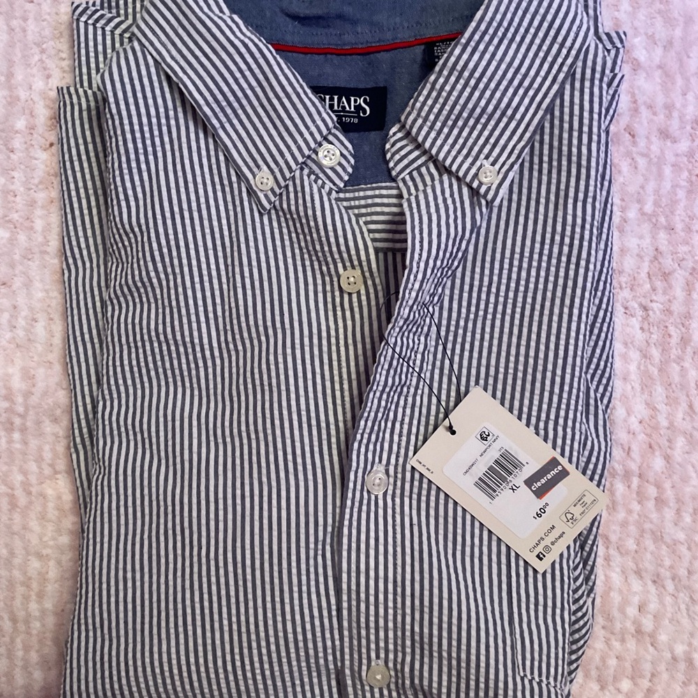 Chaps Men's Blue Striped Shirt